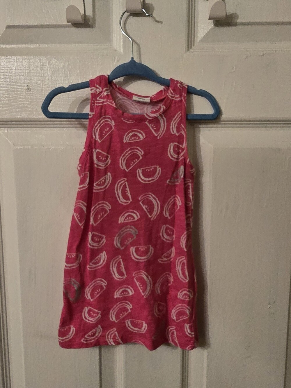 Girls' Pink Watermelon Print Sleeveless Casual Dress